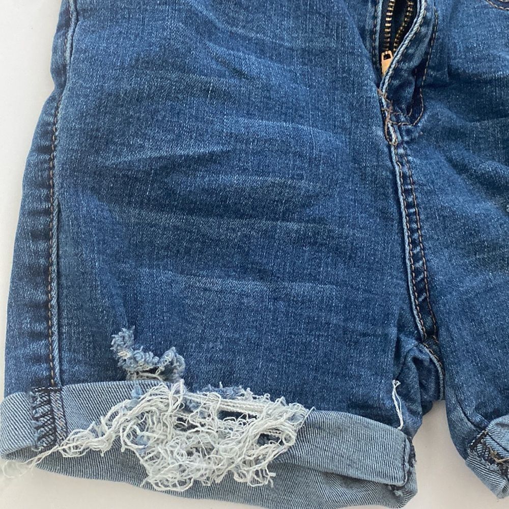 Nina Rossi Distressed Ultra Ribcage High Jorts Denim Shorts Medium Wash Sz 5 - Picture 5 of 5